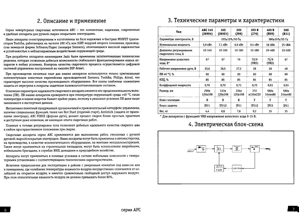 Паспорт ARC 165 и 205