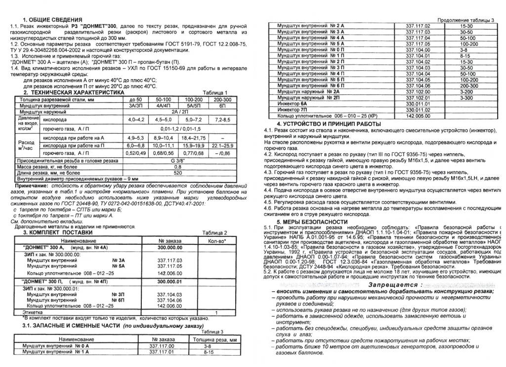 Паспорт резак Р3 Донмет