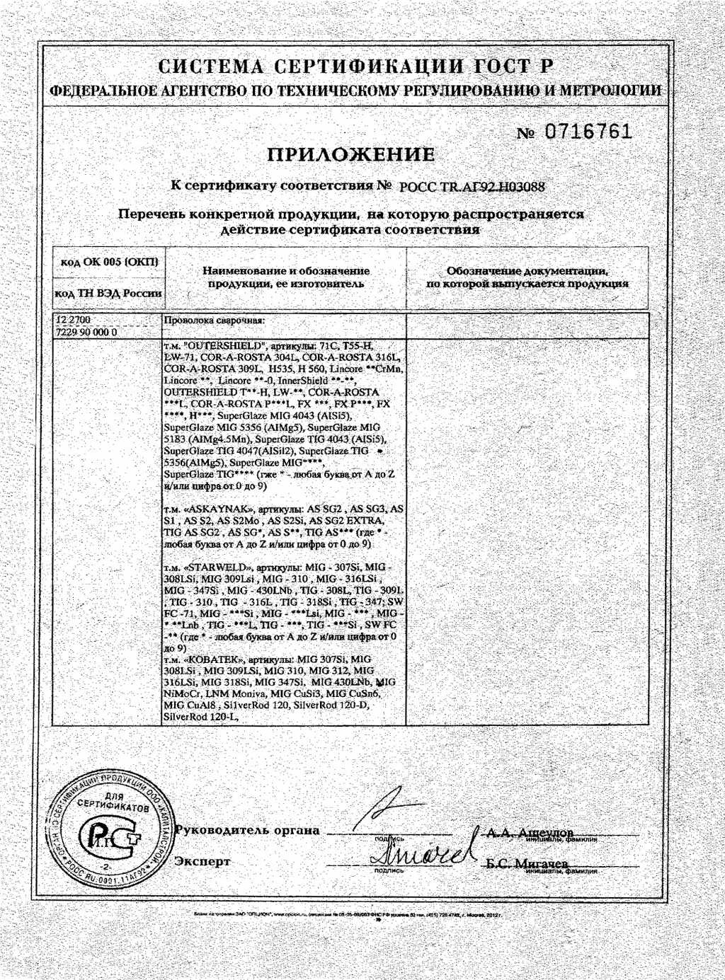 Сертификат на проволоку Турция (приложение)